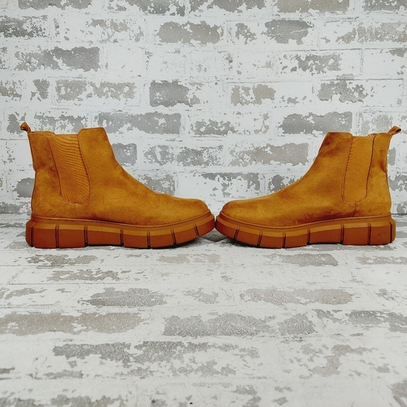 New BP. Niya Tan Faux Suede Brown Cottagecore Lug Sole Chelsea Boots i561 - Picture 7 of 13